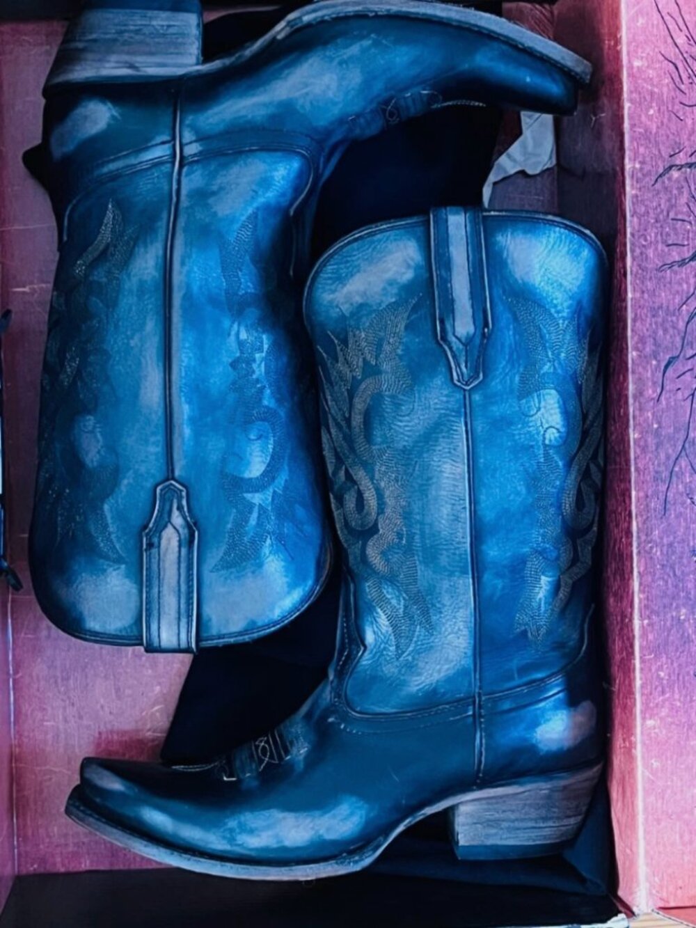 Freebird Woody Distressed Black Western Cowgirl Cowboy Boots with Box 9 - Picture 2 of 14